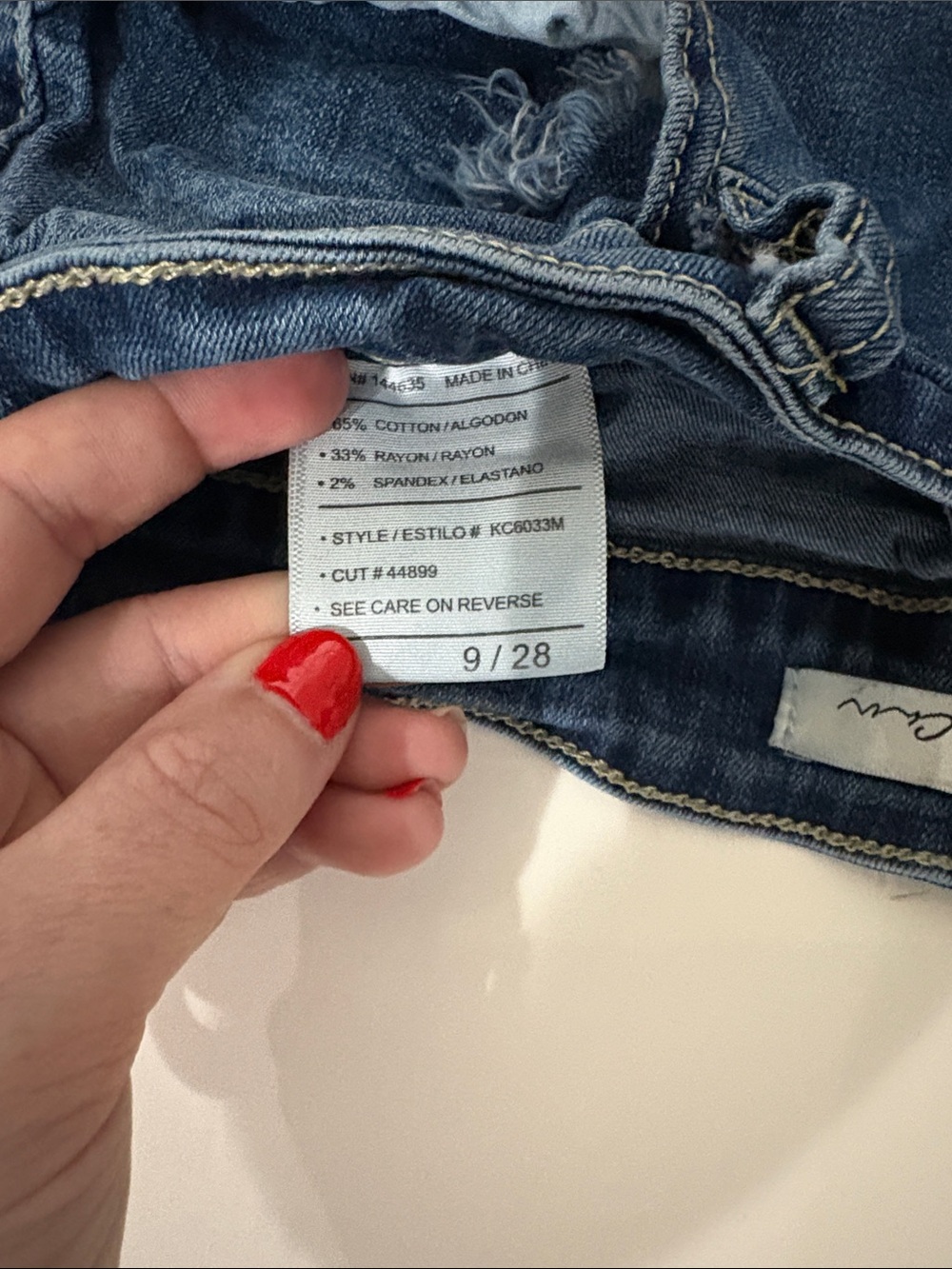 KanCan Dark Blue Frayed Hem Denim Shorts - Picture 3 of 4
